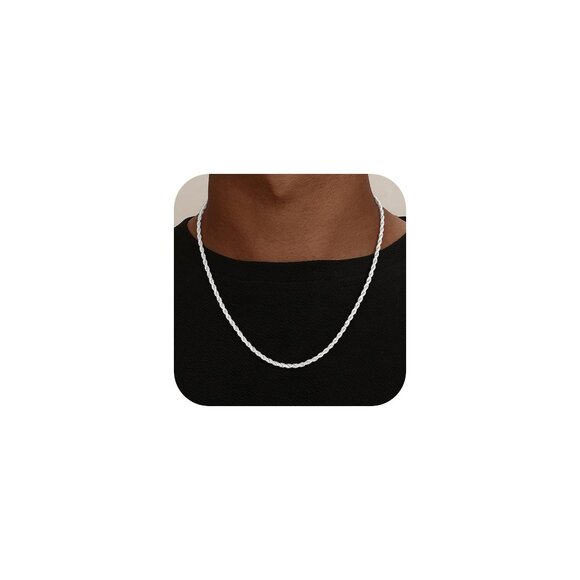 Sterling Silver Rope Chain Necklace 3mm 4mm 16-24 Inch Unisex Jewelry